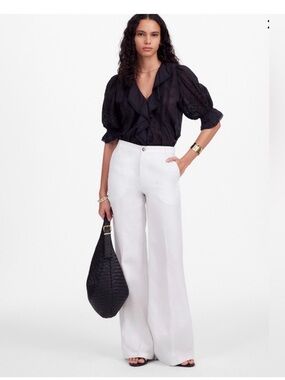 Madewell Wide-Leg White Linen Pants, NWT, size 4